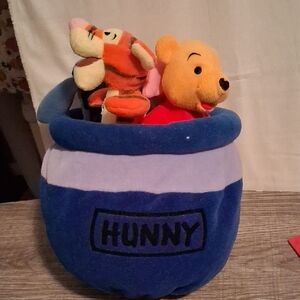 Vintage Disney Winnie the Pooh and Tigger Plush in Blue Hunny Pot
